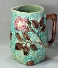Majolica Faience Pottery Pitcher, Wild Rose