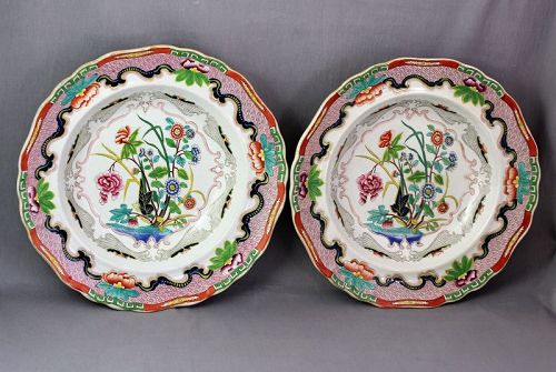 2 Victorian English Staffordshire Soup Plates, Charles Meigh