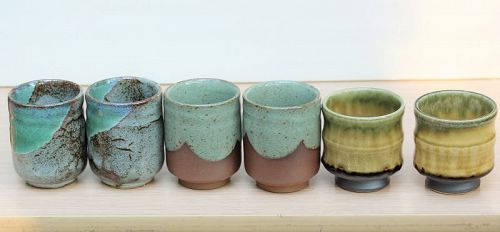 6 Japanese Ceramic Tea Cups, various design