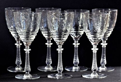 7 Vintage Clear Crystal Water Glasses, tall Glass steamware