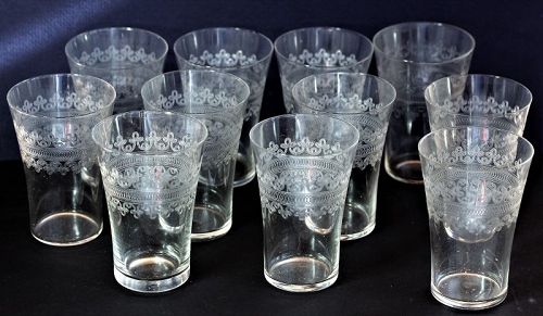 11 Vintage Clear Crystal Juice Glasses