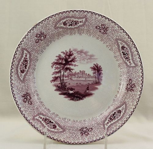 Anglican Lowther Castle Purple Transferware Ironstone Plate