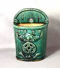 Chinese Chopstick Wall Holder, green glazed pottery