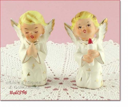 Vintage Kneeling Christmas Angels Set of Two