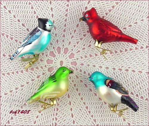 Glass Bird Shape Clips Christmas Ornaments