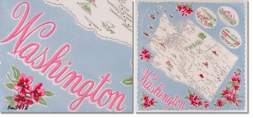 Vintage State Souvenir Hanky Washington