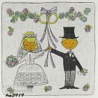 Vintage Bride and Groom Wedding Just Married Hanky Handkerchief