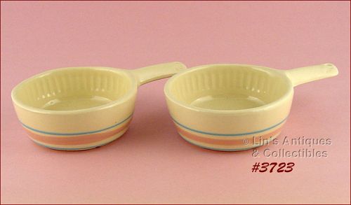 McCoy Pottery Two Pink and Blue Casseroles