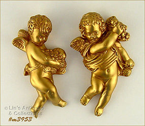 PAIR OF CHALKWARE ANGELS