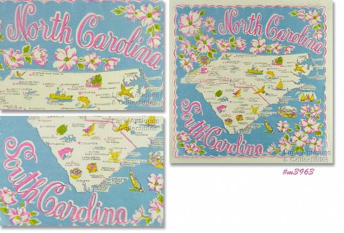 State Souvenir Hanky North and South Carolina