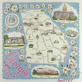 STATE SOUVENIR HANKY, GEORGIA “THE PEACH STATE”