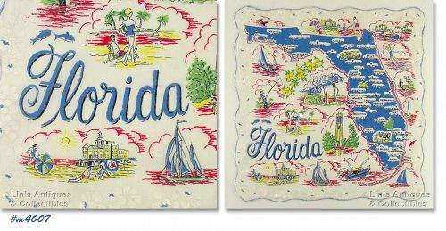 Vintage State Souvenir Hanky Florida
