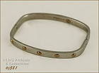 Milor Italy Stainless Steel and 18k Gold Hinged Bangle Bracelet