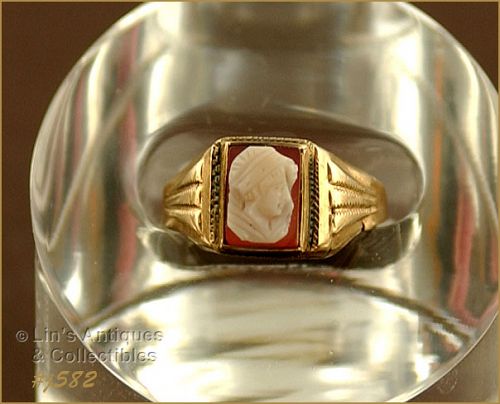 Vintage 10k Rose Gold Cameo Ring