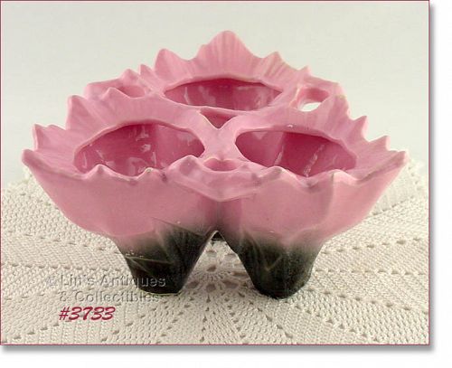 McCoy Pottery Pink and Black Vintage Triple Bulb Planter