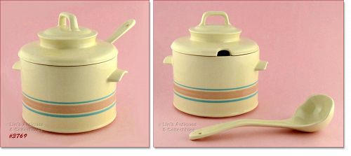 McCoy Pottery Pink and Blue Tureen with Ladle