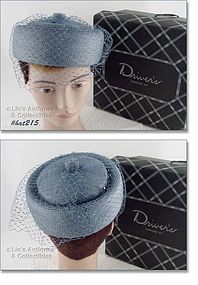 Vintage Blue Hat with Netting Veil IOB