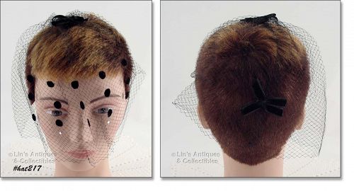 Vintage Black Veil Hat with Black Dots