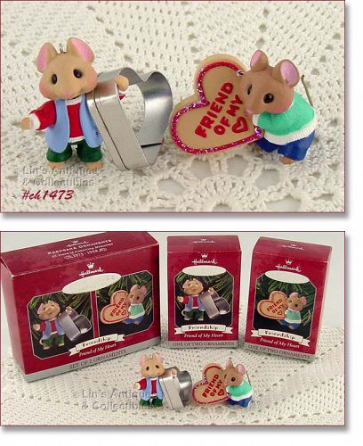 Hallmark Friend of My Heart Two Ornaments 1998