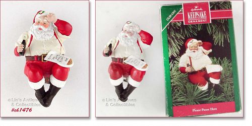 Hallmark Coca Cola Sitting Santa Ornament 1992