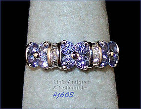 10K WHITE GOLD TANZANITE AND DIAMOND RING (SIZE 7)