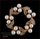 Rhinestones and Faux Pearl Brooch by 1928
