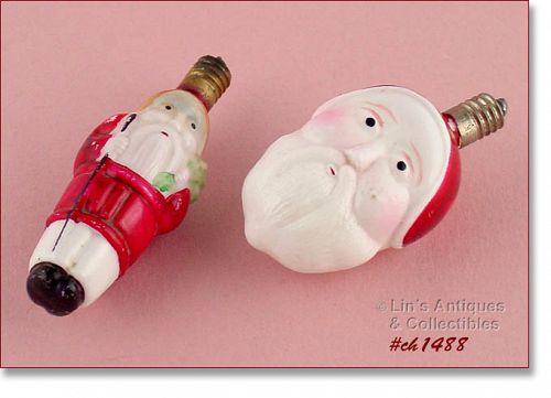 Santa Figural Bulbs Non Working Lot of Two