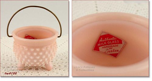 VINTAGE FENTON PINK HOBNAIL SMALL CAULDRON