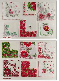 ONE DOZEN CHRISTMAS HANDKERCHIEFS