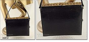 Vintage Meyers Black Handbag with Rhinestones