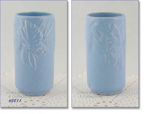 McCoy Pottery Butterfly Line Vase Matte Blue