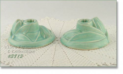 McCOY POTTERY – LILY BUD LINE CANDLEHOLDERS (AQUA)