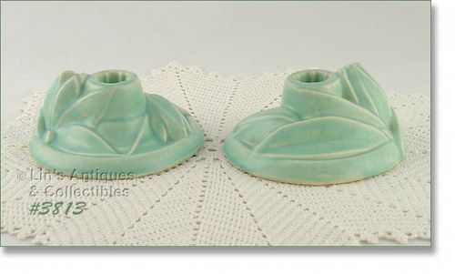 McCoy Lily Bud Candle Holders Aqua Color