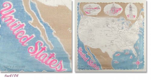 Vintage Map of the United States Hanky