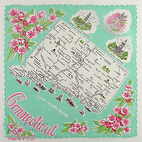 STATE SOUVENIR HANDKERCHIEF, CONNECTICUT