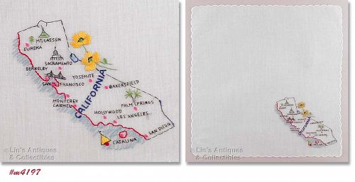 Embroidered State Souvenir Hanky California