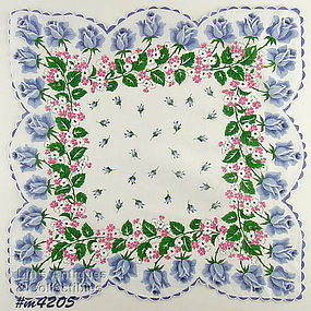 BLUE ROSES LARGE SIZE HANDKERCHIEF