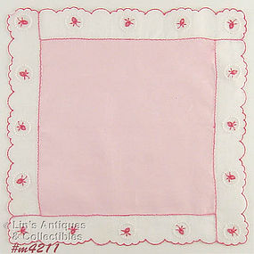 PINK HANDKERCHIEF WITH PINK ROSES