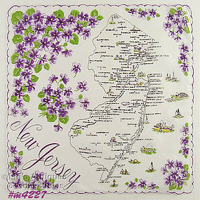 STATE SOUVENIR HANDKERCHIEF, NEW JERSEY