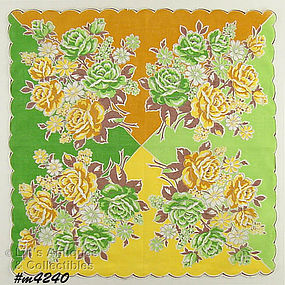 BEIGE AND GREEN ROSES HANDKERCHIEF