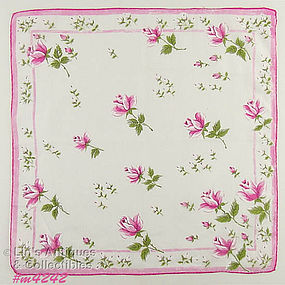 PINK AND WHITE ROSES HANDKERCHIEF