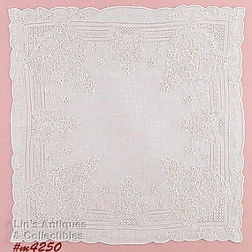 Vintage Wedding Embroidered Handkerchief