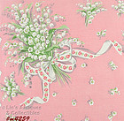 PINK HANDKERCHIEF WITH LILY OF THE VALLEY