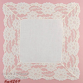 WEDDING HANDKERCHIEF WITH LACE EDGING