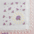 HANKY WITH PURPLE FLOWERS WITH TATTED EDGING