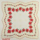 Vintage Christmas Hanky Poinsettias and Bells