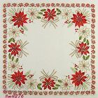 Vintage Christmas Hanky Red and White Poinsettias