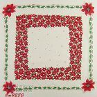 Vintage Christmas Hanky Poinsettias Holly Snowflakes