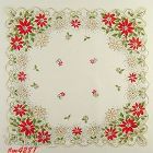 Vintage Christmas Hanky Poinsettias and Ribbon