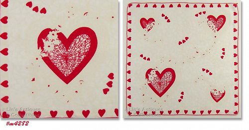 Vintage Colorful Hearts Valentine Handkerchief Hanky